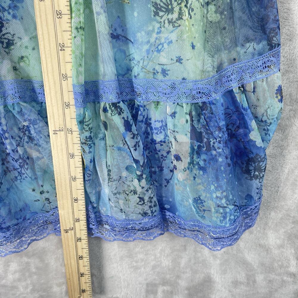 Lapis Fairy Garden Smocked Tiered Floral Midi Skirt Small Y2K Cottagecore Boho - Picture 16 of 16
